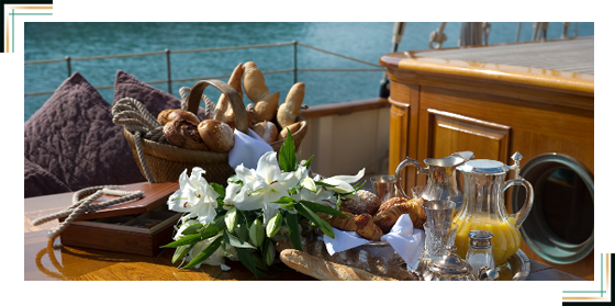 Luxury sailing yacht charter, breakfast...