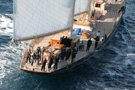 Atlantic Schooner sailing, aft view...