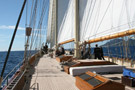 Schooner Atlantic, large uncluttered teak deck...