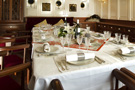 The schooner Atlantic, the extending table set for a 12 guest dinner...
